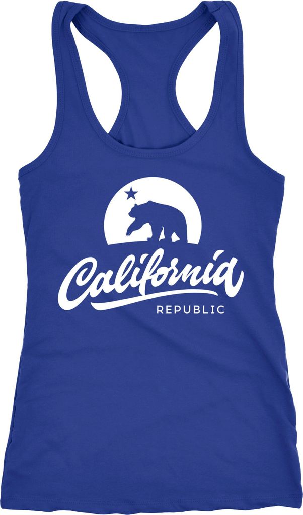 Damen Tank-Top California Republic Bear Kalifornien Bär Sommer Racerback Neverless blau L