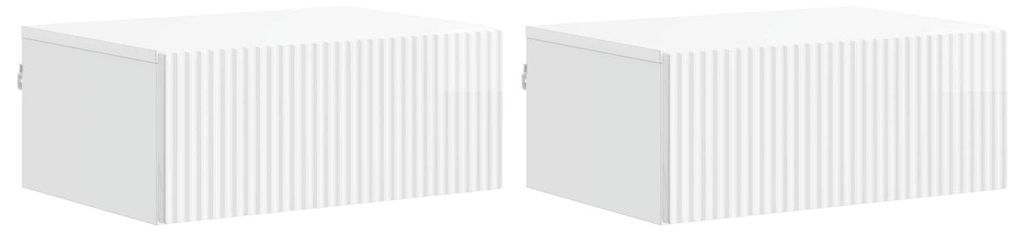 vidaXL Wandmontierter Nachttisch 2 pcs Hochglanz Weiß Holzwerkstoff