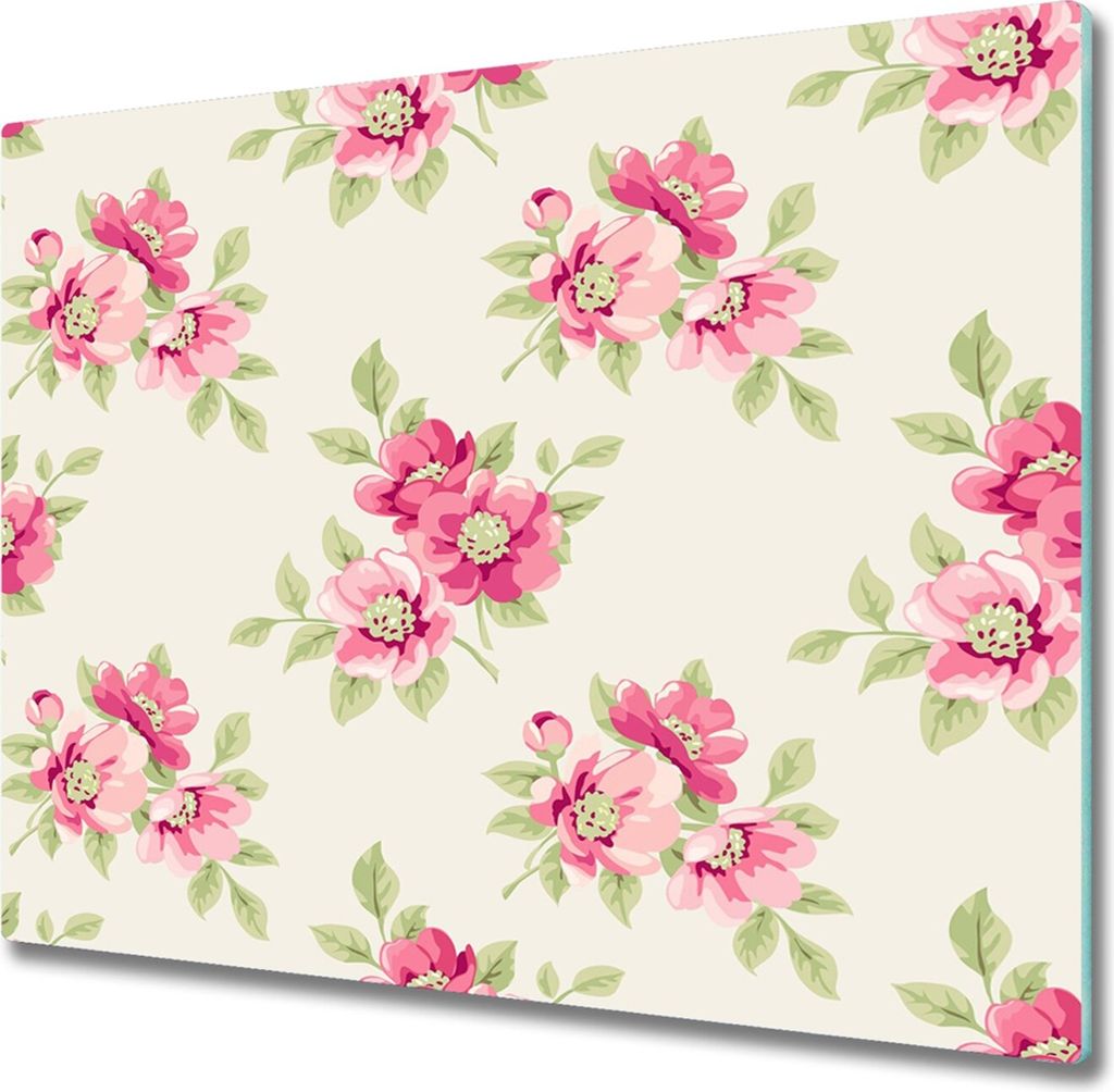 Glas Herdabdeckplatte 60x52 cm Spritzschutz Glasabdeckplatte Schneidebrett Blumenmuster