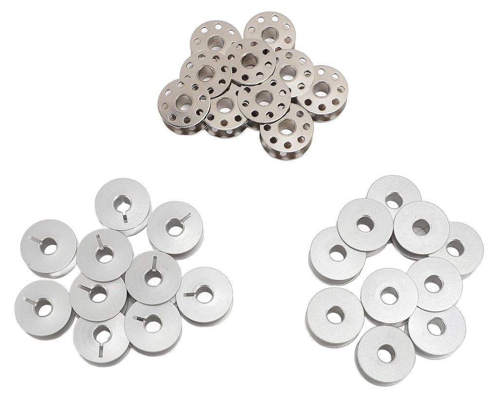 30-teiliges Spulenset für Steppstich-Nähmaschinen, Industriemetall 55623A, geschlitzt, Aluminiumoxid 270010, Eisen mit Loch 40264A