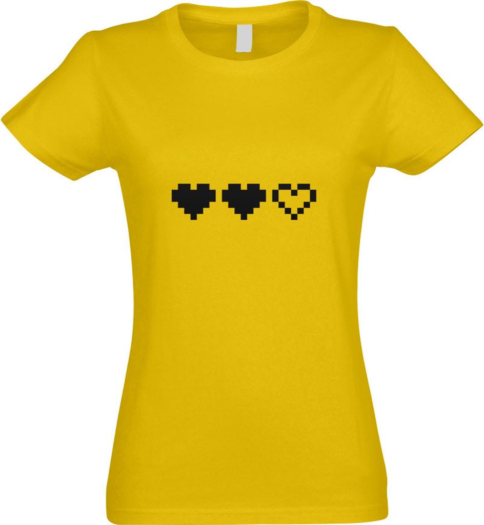Kiwistar - T-Shirt tailliert - Damen - gelb - Herzanzeuge - Lebensanzeige - mit Motiv Bedruckt - Funshirt Design - Sport - Freizeit - Damen - XL