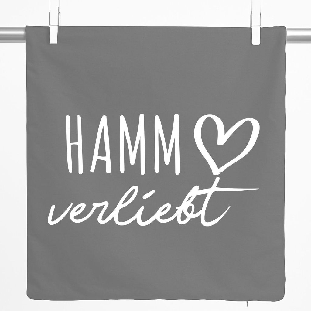 Huuraa Kissenbezug Hamm verliebt 40x40cm Steel Grey Baumwolle Dekokissenbezug Geschenkidee
