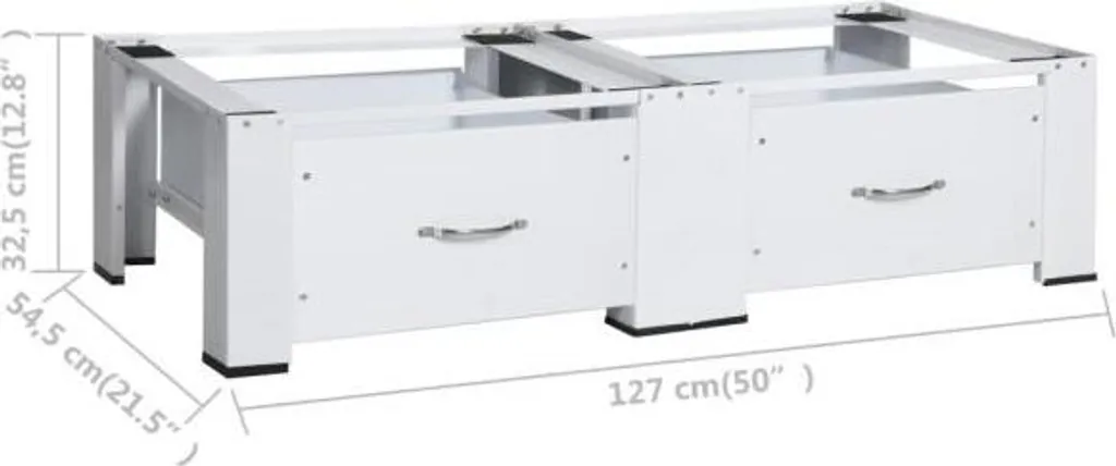 Support Machine à Laver Double Blanc Acier - Hauteur Ergonomique - 21