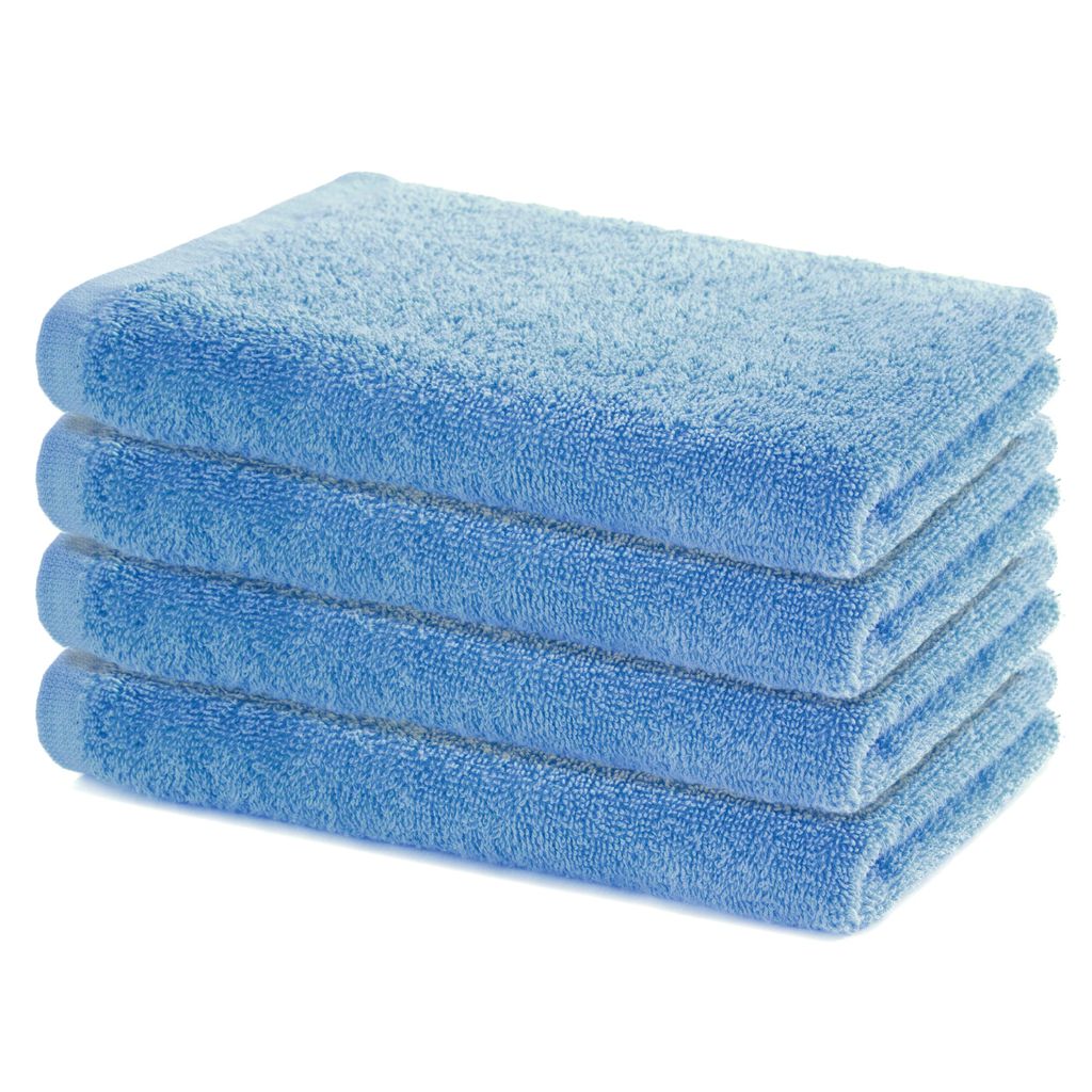 Lavea Sydney 4er Handtücher Set, Handtuch Baumwolle, Frottee Fitness-Handtuch, 100% Baumwolle, 60 °C waschbar, 4 Stück, 40 x 70 cm, Delphinblau