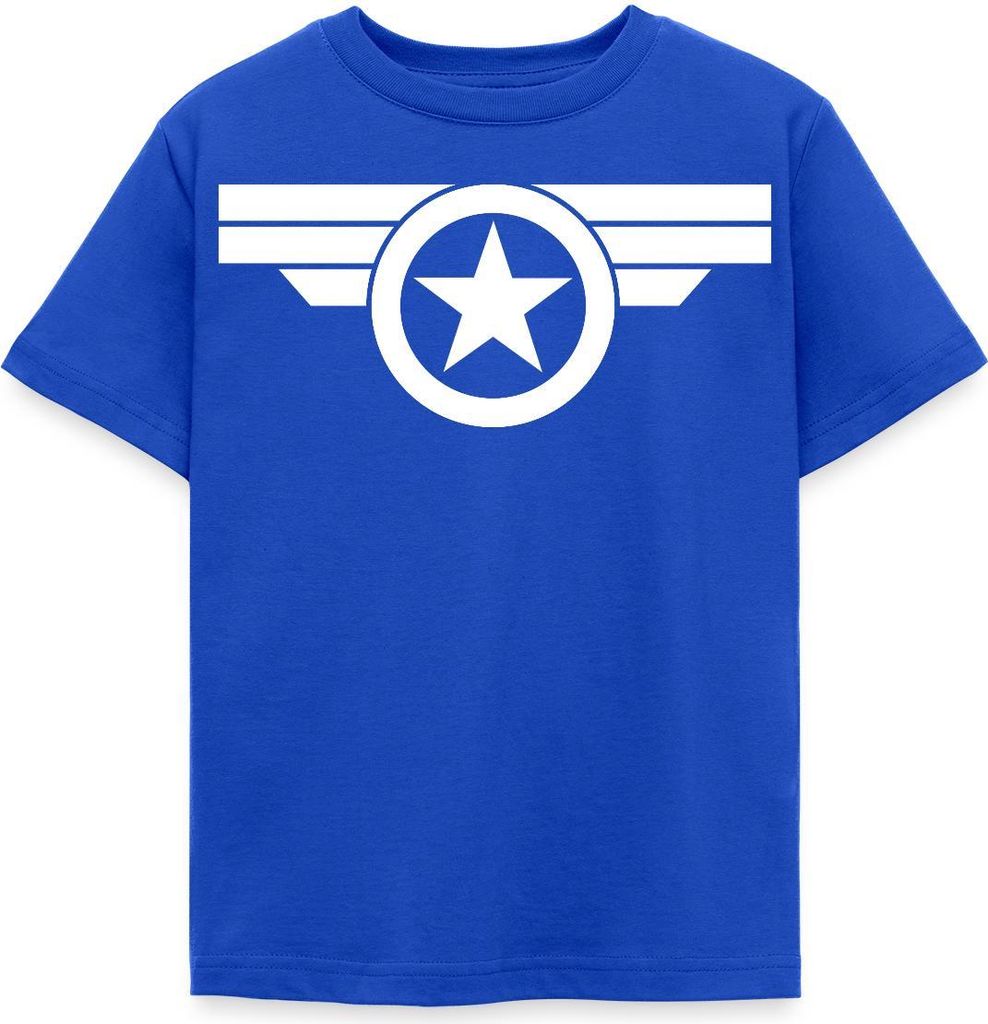Spreadshirt Avengers Captain America Sternmotiv Kinder T-Shirt, 98/104 (3-4 Jahre), Royalblau