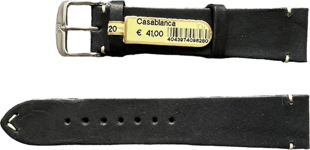 Bracelet Cuir Noir 20mm Casablanca - Rénovez votre montre avec style