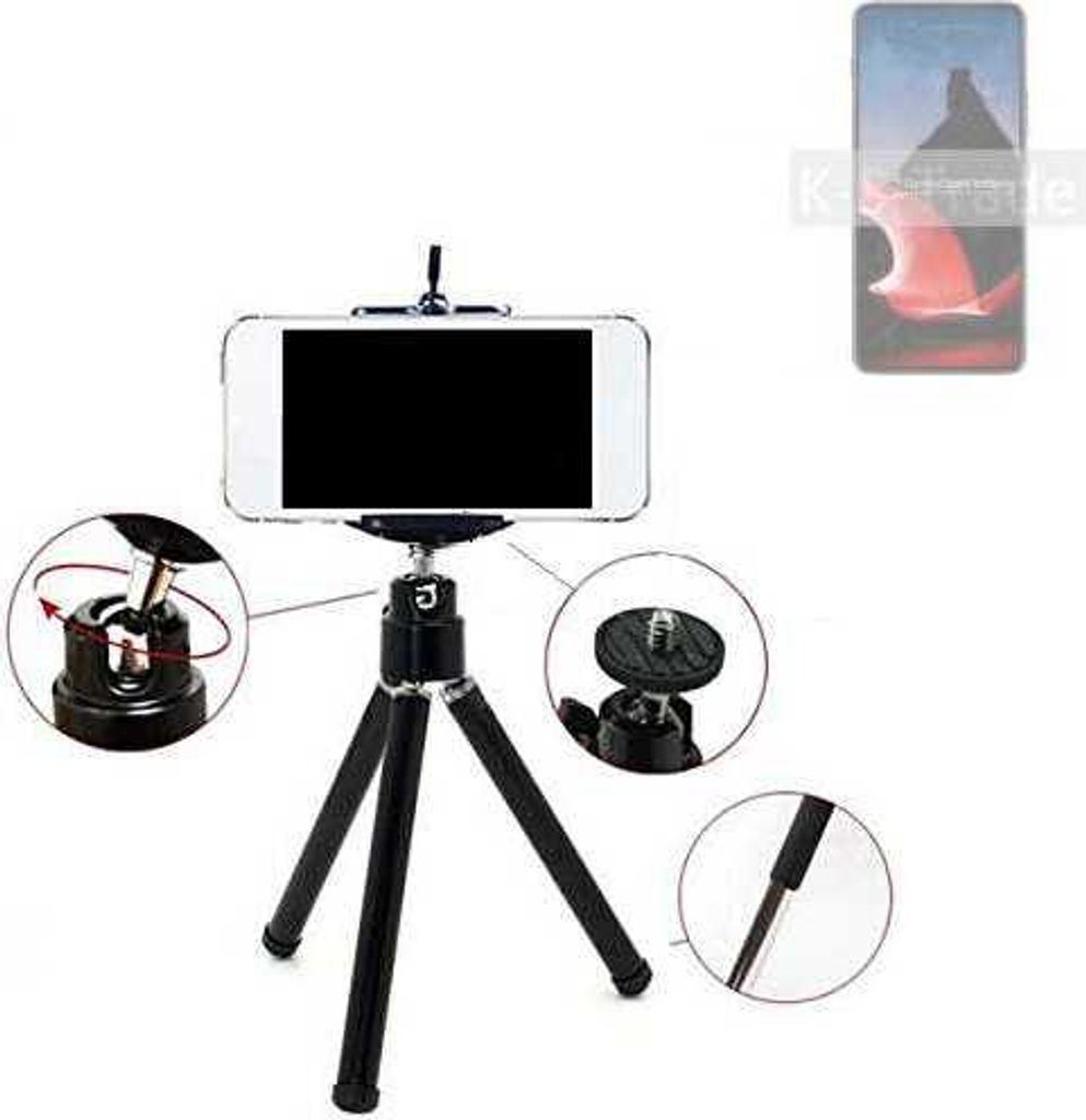 K-S-Trade Smartphone Stativ Dreibein kompatibel mit Motorola ThinkPhone Tripod aus Aluminium Klemmstativ Stativ Adapter für Mobiltelefone schwarz 1x