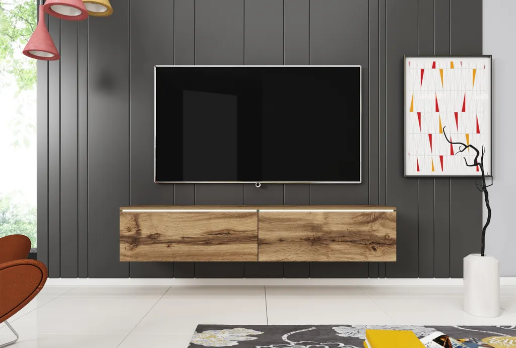 Mobile TV 140 cm Donna Rovere Wotan: Design Sospeso o a Terra per Soggiorno
