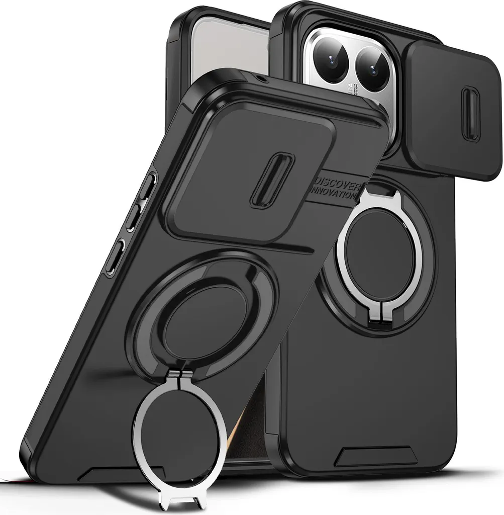Custodia Xiaomi 15T con Protezione Fotocamera e Supporto Magnetico Nero
