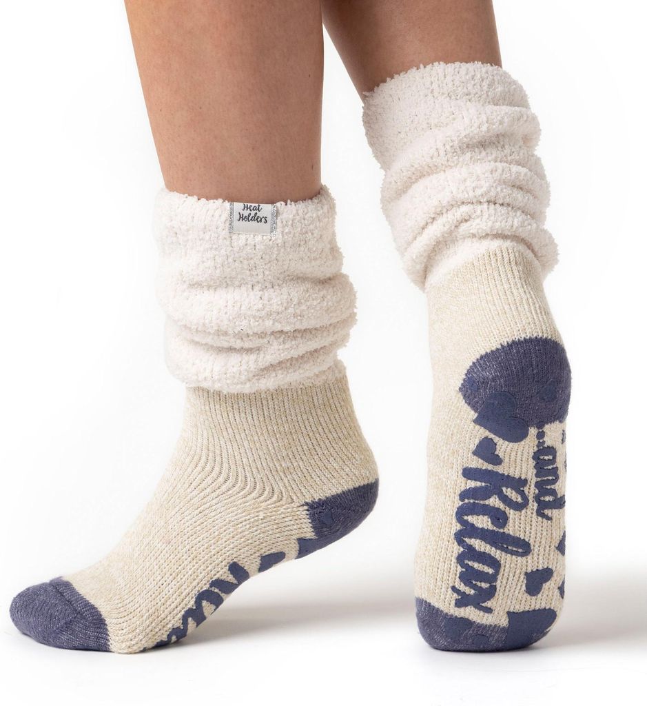 Damen Original Loungesocken mit bequemem Slouch-Top - Creme & Mauve