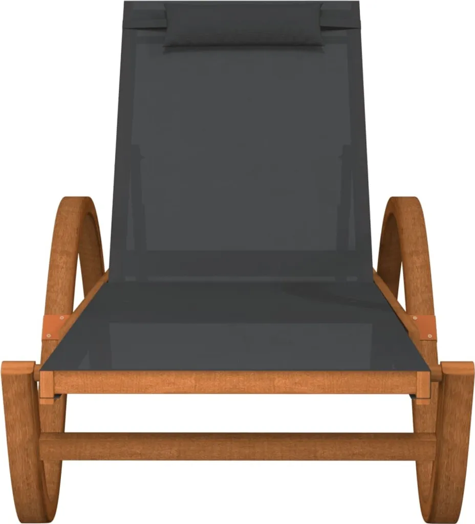 Chaise longue robuste en bois et textilène gris pour un confort durable