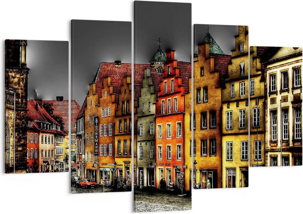 Bild auf Leinwand - Leinwandbild - Bunte Häuser historische Produktbild 