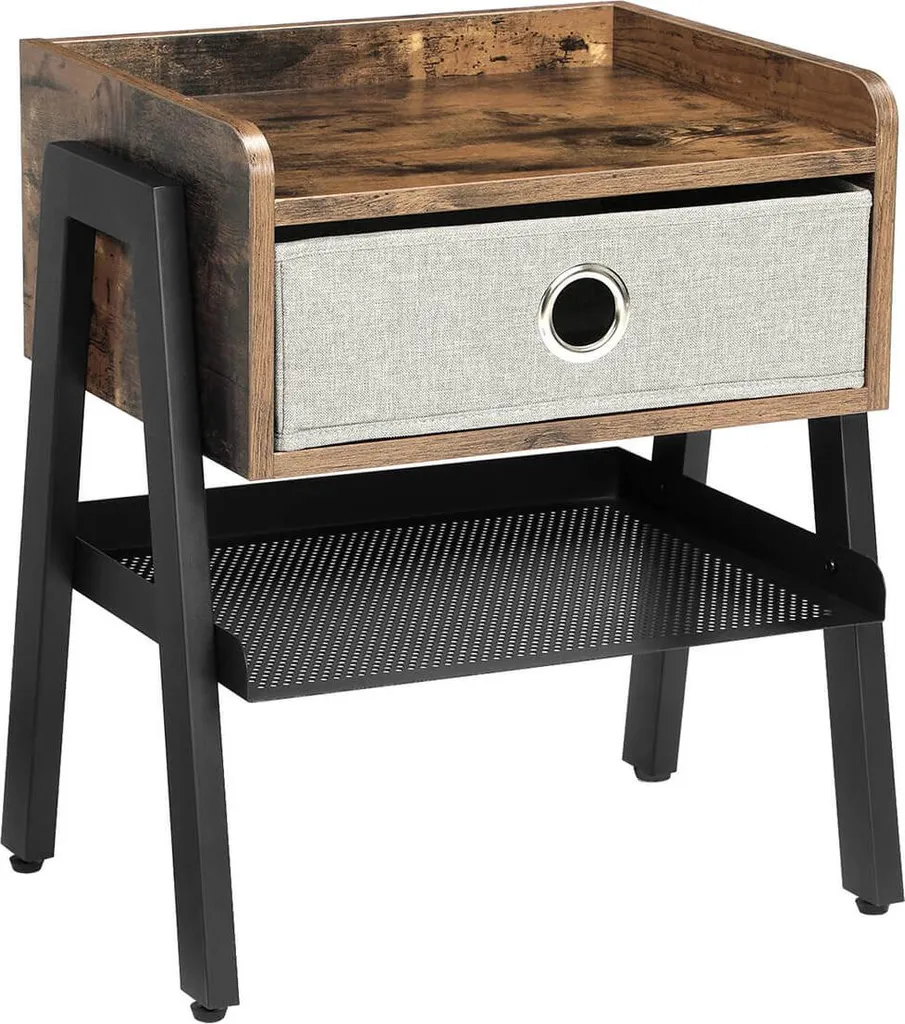 Petite table de nuit industrielle pour studio avec tiroir et niche