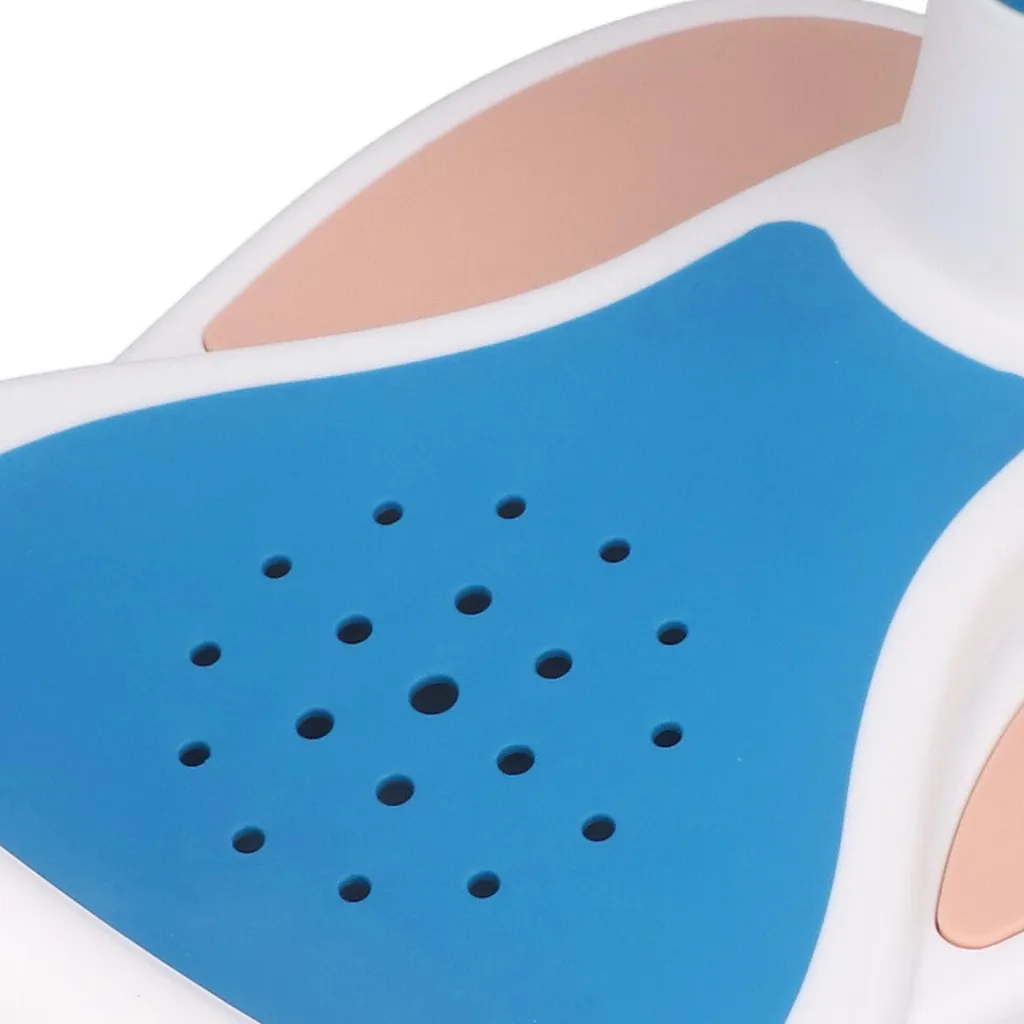 Siège de bain bébé bleu avec 4 ventouses de sécurité et dossier ergonomique