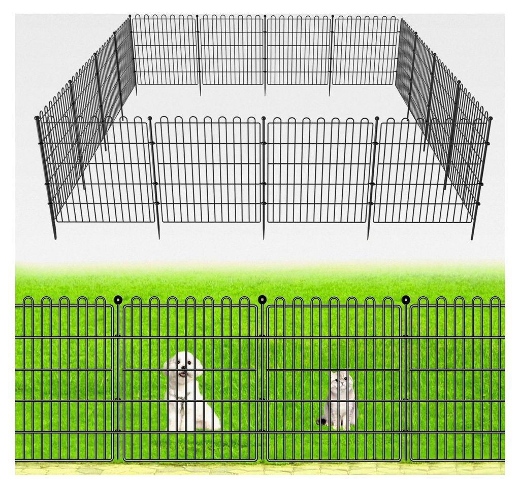 Dekorativer Gartenzaun für den Außenbereich, 61 cm (H) x 6 m (L), Absperrzaun für Hunde, Metall, tragbare Gartenzäune für Grenzen und Landscha...