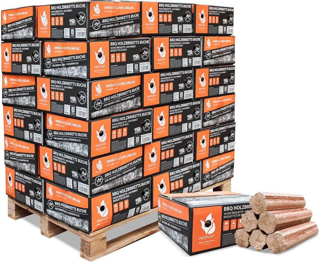 Heizfuxx BBQ-Buchenholzbriketts 18kg x 18 Gebinde 324kg Produktbild 