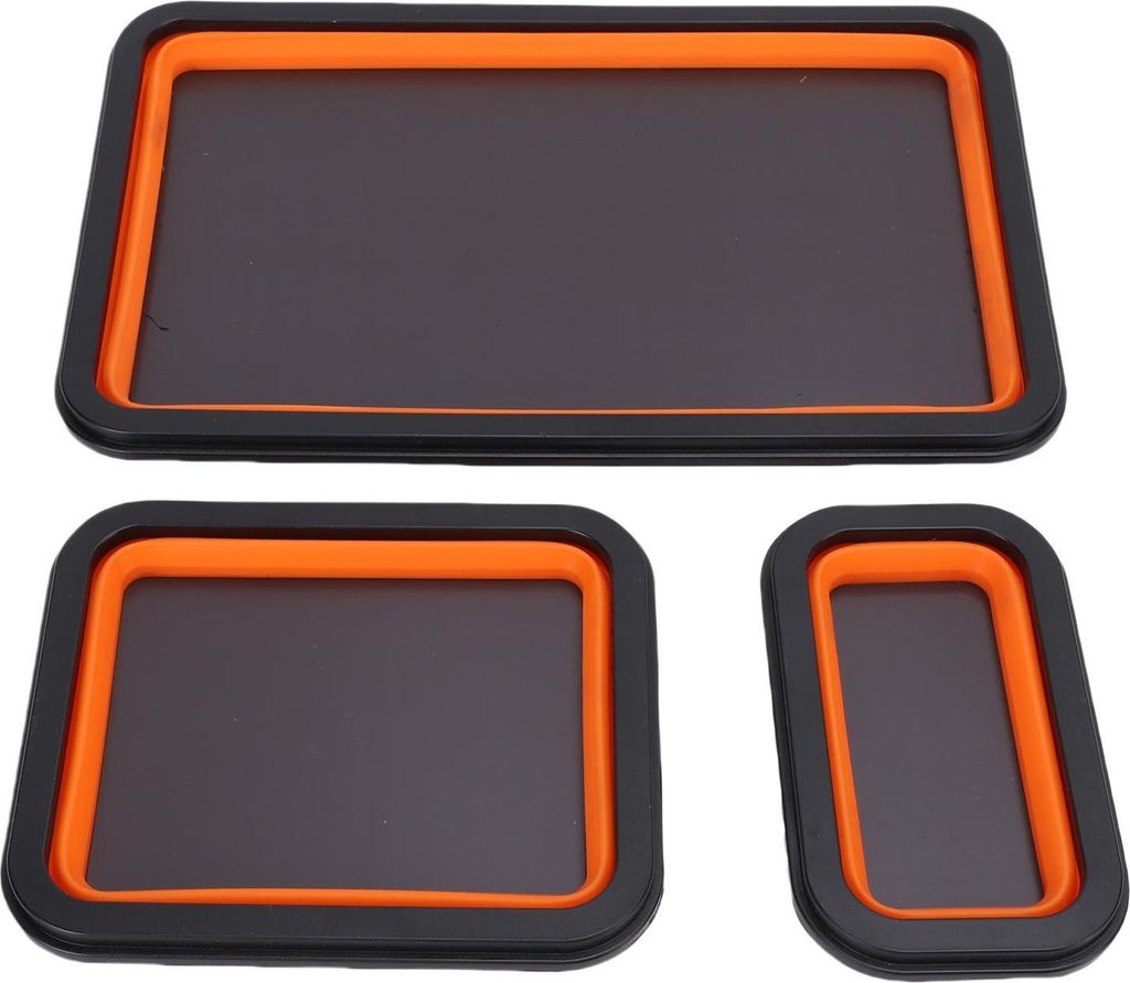 3-teiliges, faltbares Magnet-Teiletablett-Set in 3 verschiedenen Größen für Schrauben, Muttern, Unterlegscheiben, Stifte und andere kleine Metal...