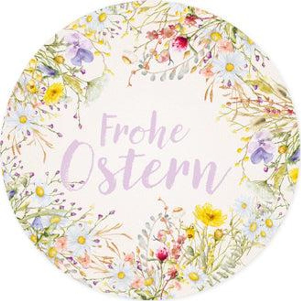 200 Ostersticker Frohe Ostern Aufkleber auf Rolle rund 4 cm bunt floral Etiketten