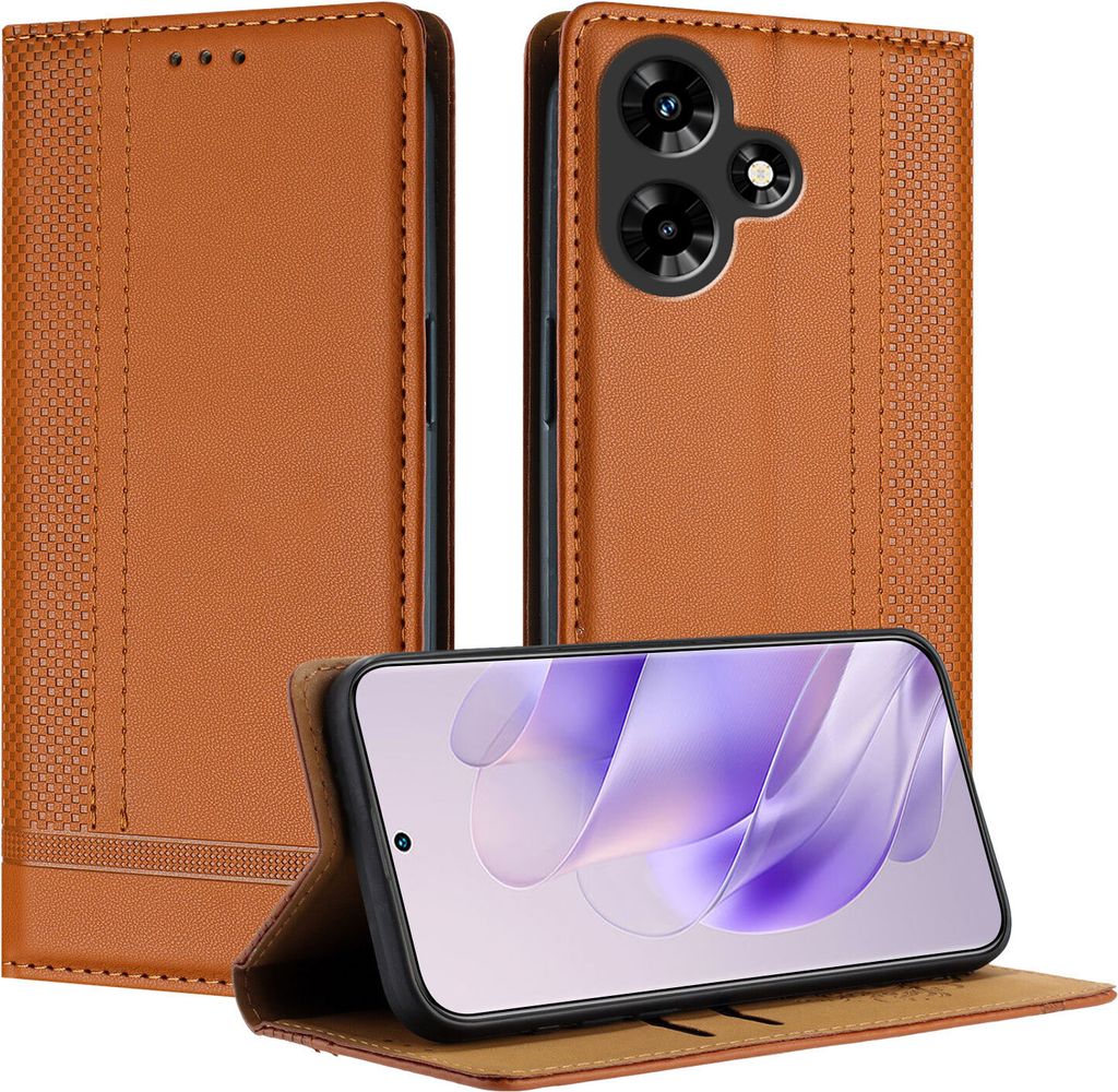 Handyhülle für Infinix Hot 30i Leder Flip Klappbare Schutzhülle mit Standfunktion Braun