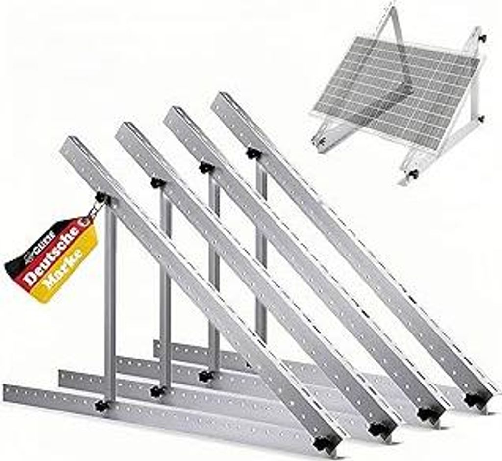 GLIESESolarmodul Halterung 114 cm 2 Sets | Balkonkraftwerk Solarpanel Halterung aus Aluminium | Solarmodul Montageset Verstellbarer Winkel von 0°-...