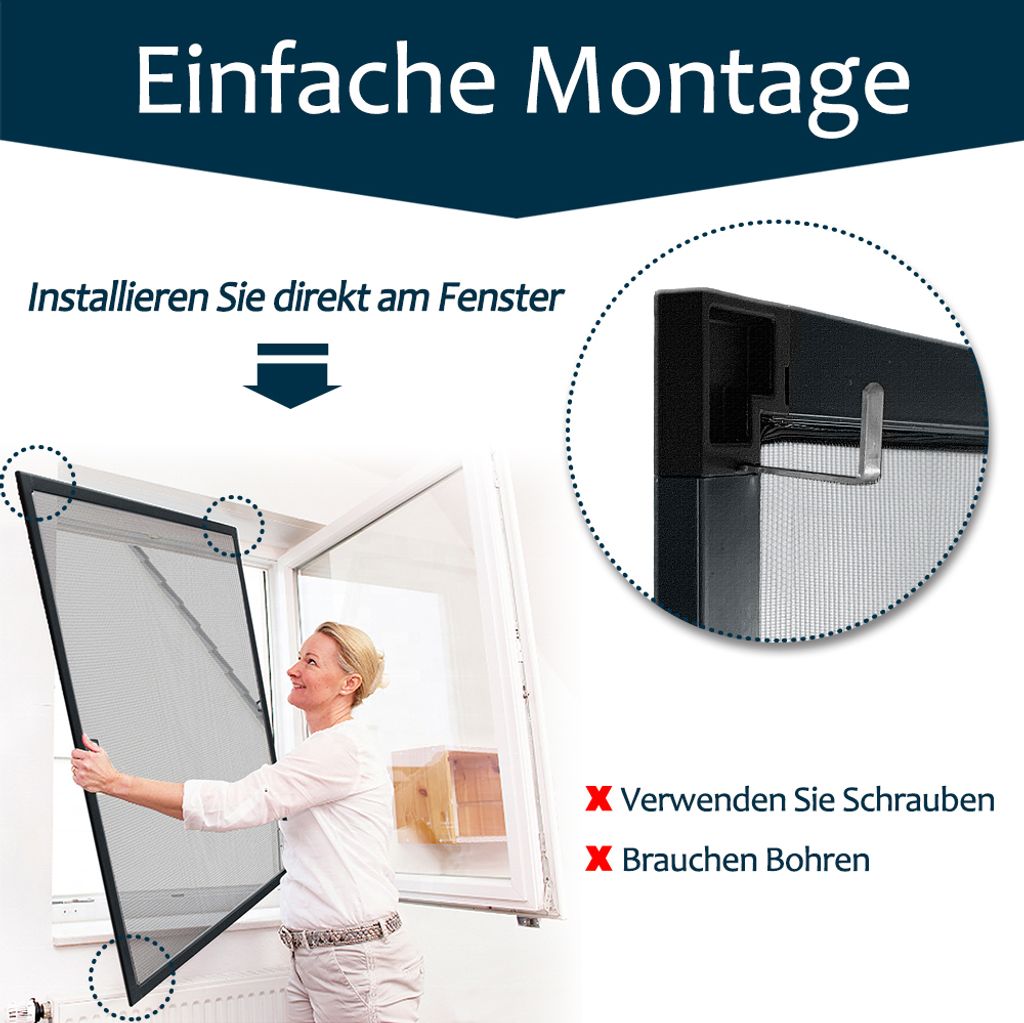 UISEBRT Fliegengitter Fenster 120 X 140cm Insektenschutz Produktbild 4