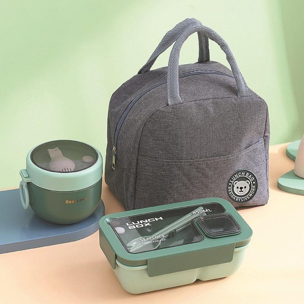 Isolierte Lunchbag Kühltasche Thermotasche für Essen & Getränke Lunchbox Tasche Kinder Schule Büro Picknick Tragbar Grau, A0520