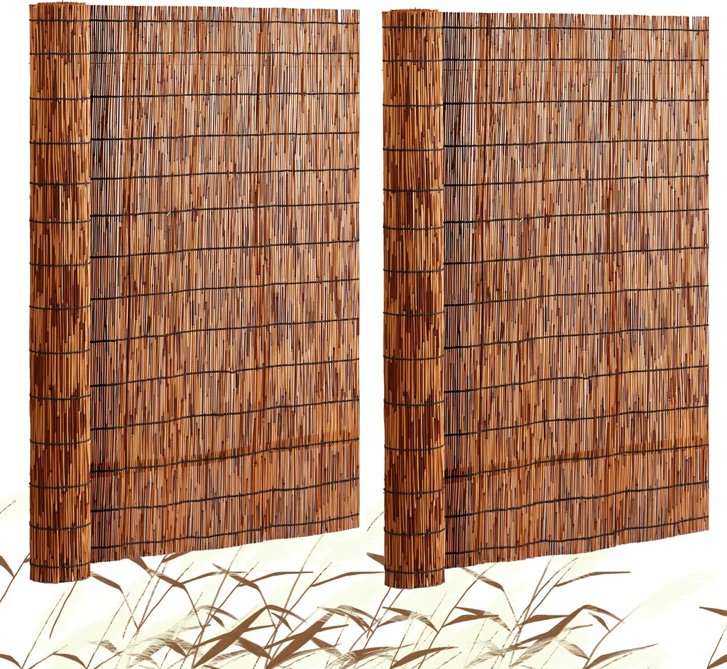 Séparation naturelle pour terrasse et jardin en roseaux 1,2x5 m lot de 2