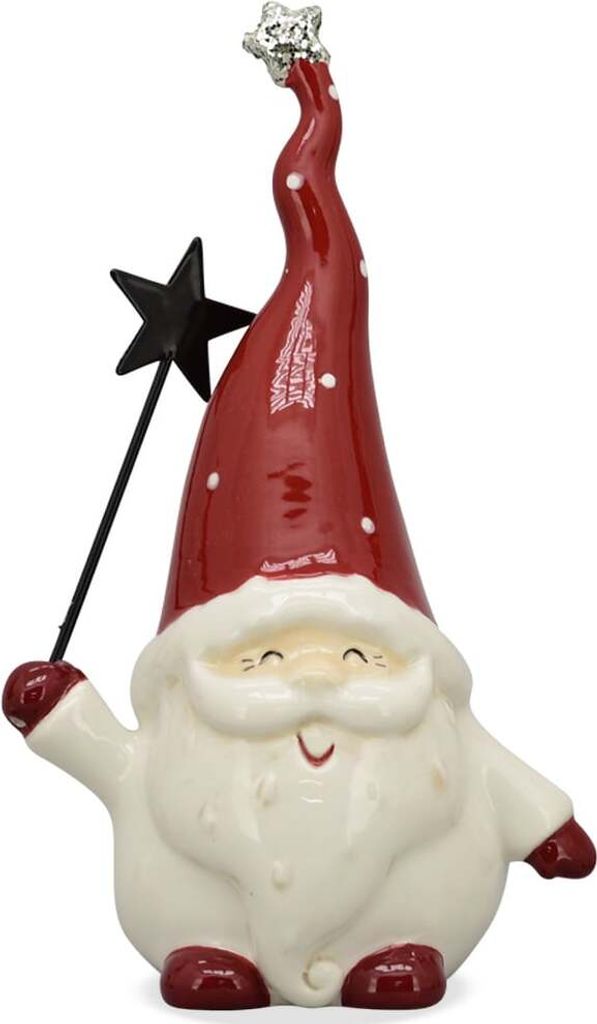 Weihnachtsmann Stern-Stab Dekofigur rot weiß 10,5x7,5x18 cm