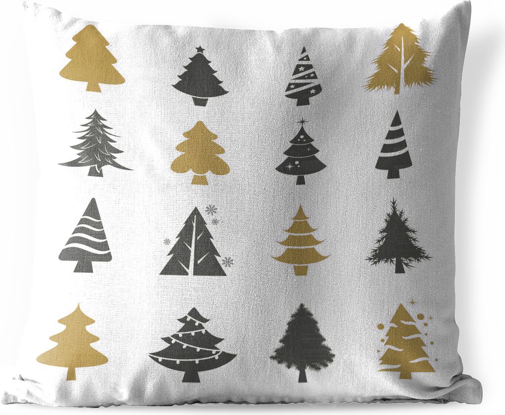 MuchoWow Outdoor Kissen - Illustration Weihnachten - Muster - Weihnachtsbaum - 50x50 cm - Wetterfest - Lounge Kissen - Komfortabel - Kissen mit Bild