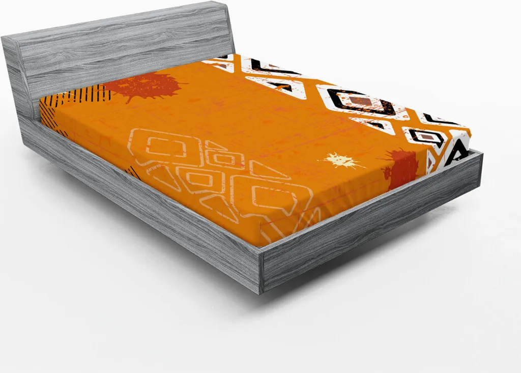 Drap-housse 180x200 cm Anti-Plis et Stable à Motif Géométrique Africain