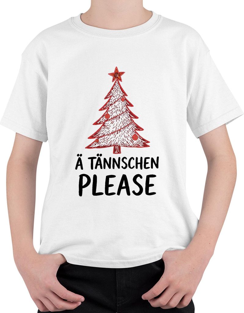 Ä TÄNNSCHEN PLEASE Weihnachtsbaum Tanne Weihnachten Sachsen Dialekt Uni Kinder T-Shirt, Weiß, 128