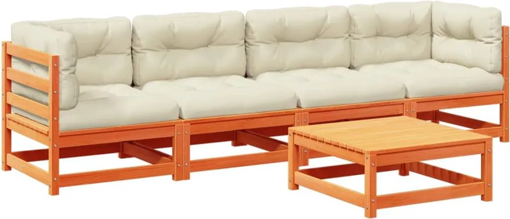 Aménagez votre terrasse avec cet ensemble canapé de jardin en pin ciré