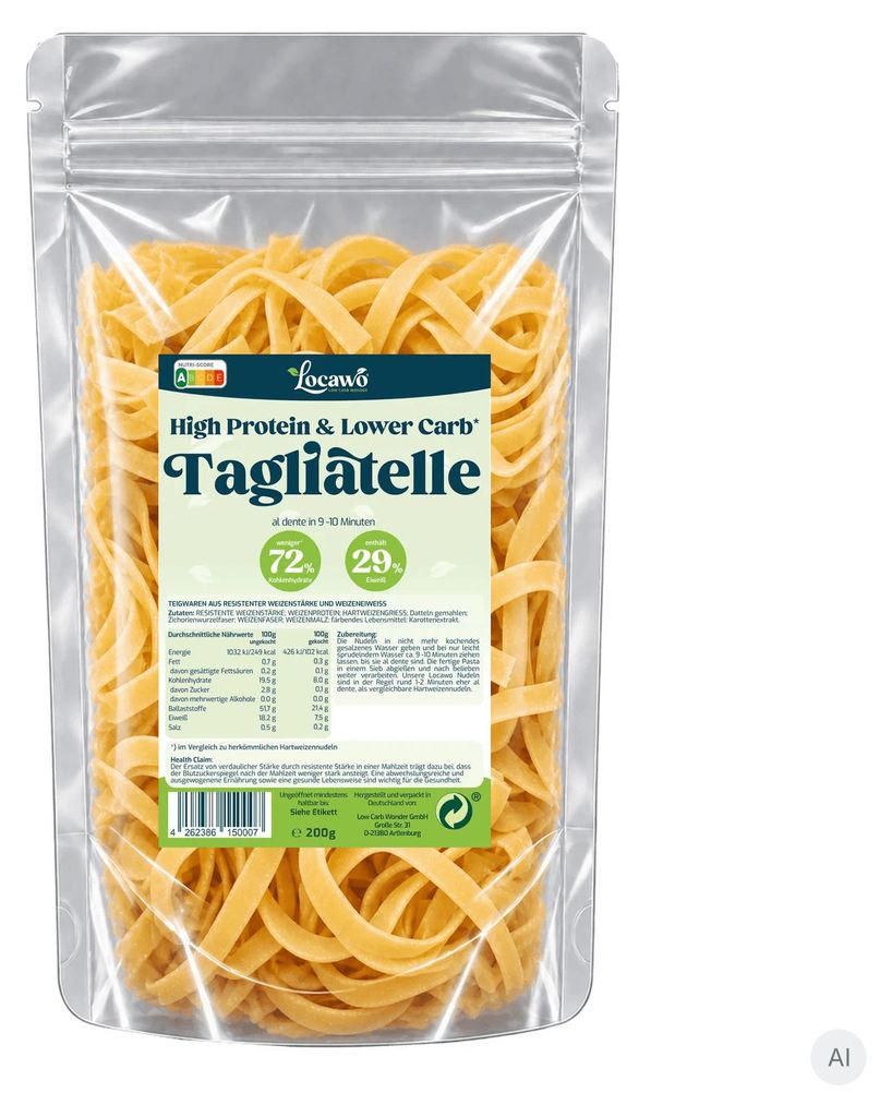 Locawo High Protein Low Carb Tagliatelle | Bandnudeln | Produktbild 