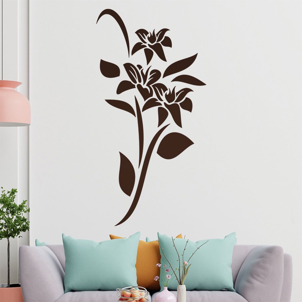 Blumen - Linien Wandtattoo in 6 Größen - Wandaufkleber Wall Sticker - Dekoration, Küche, Wohnzimmer, Schlafzimmer, Badezimmer
