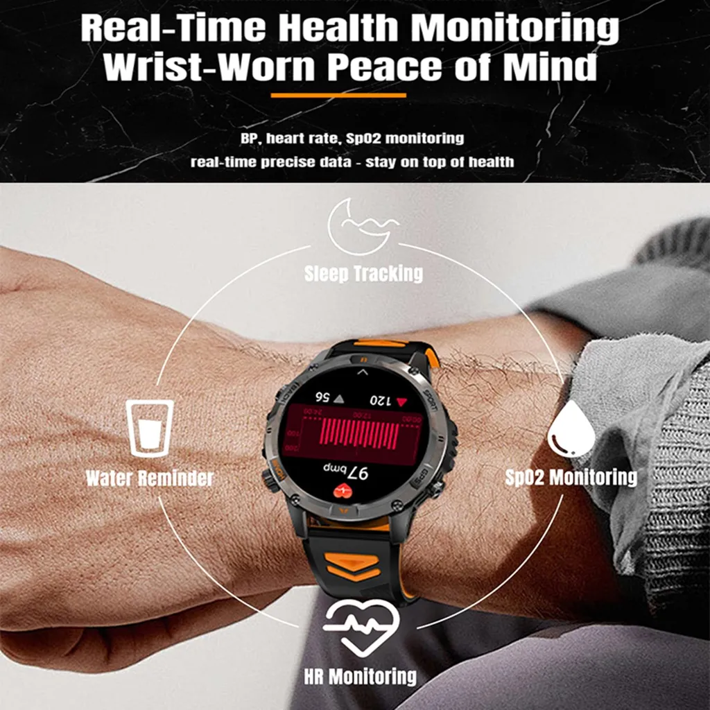 Montre de sport connectée GPS haute résolution 360x360 noir et orange - 9
