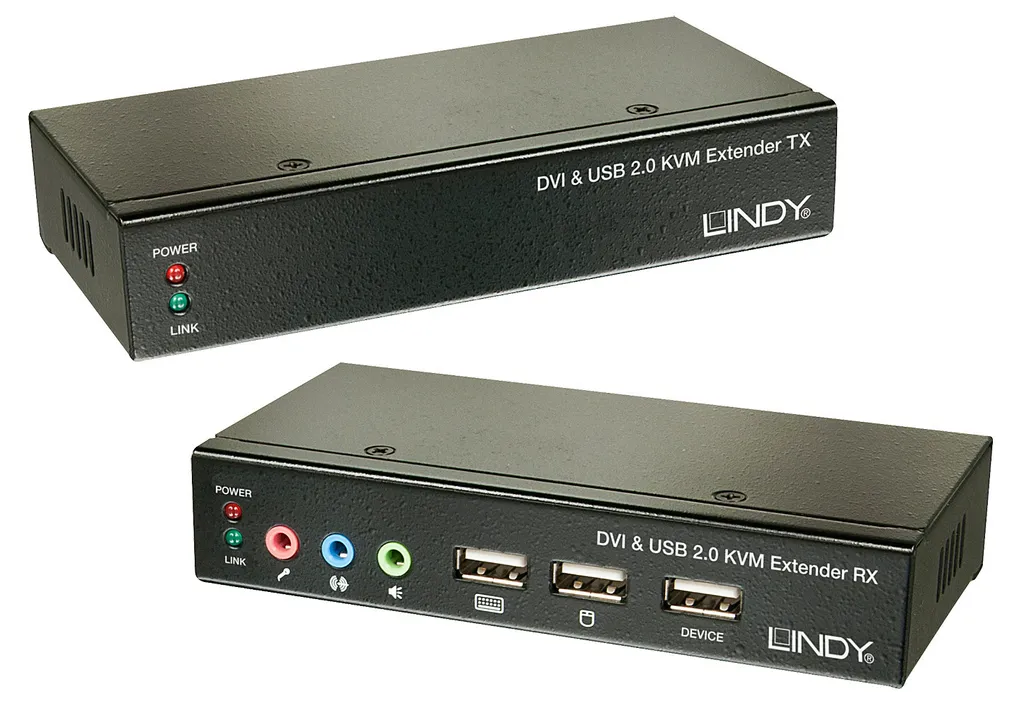 Extendeur KVM DVI USB sur RJ45 50m LINDY - Système de Déport de Console
