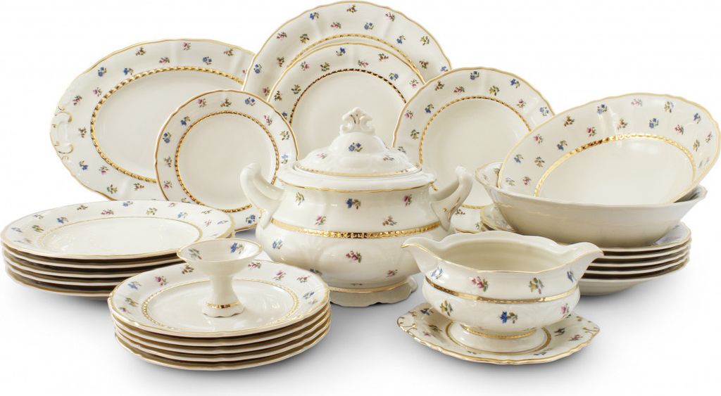 Zestaw obiadowy Leander, czeska porcelana, Sonata, kosz, Zdjęcie produktu 