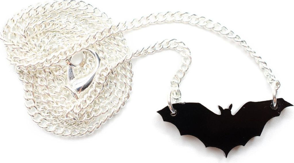 Miniblings Fledermaus Vampir Halloween Halskette 45cm Acrylglas Acrylglas schwarz