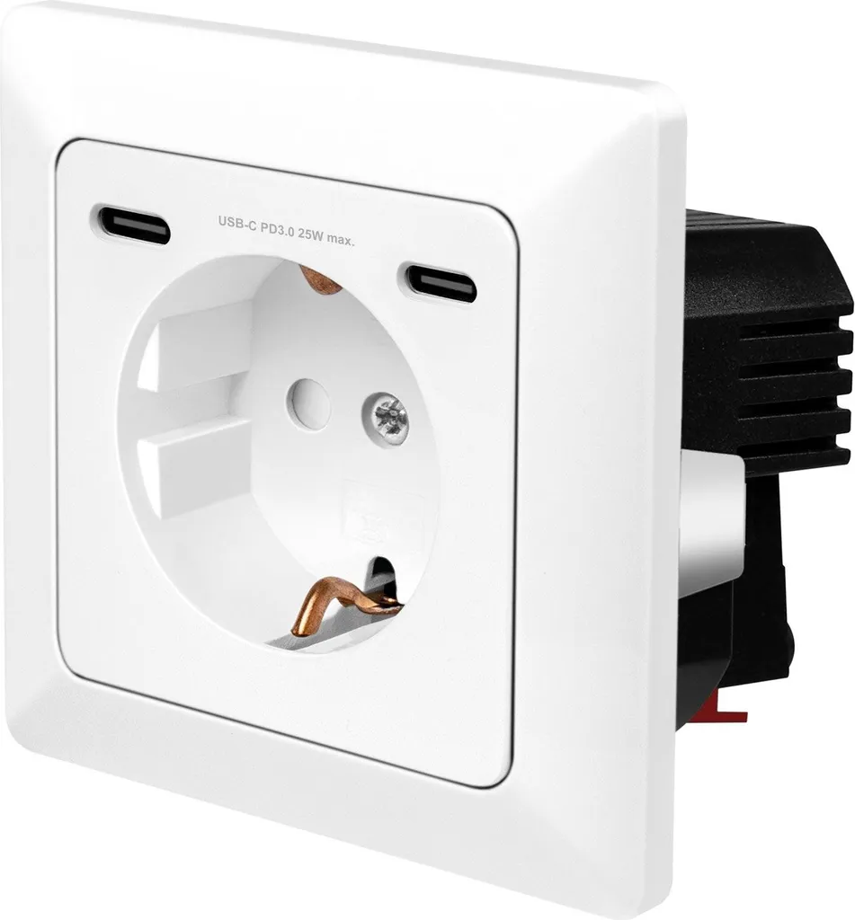 Prise murale USB-C PD 25W charge rapide avec sortie 230V universelle