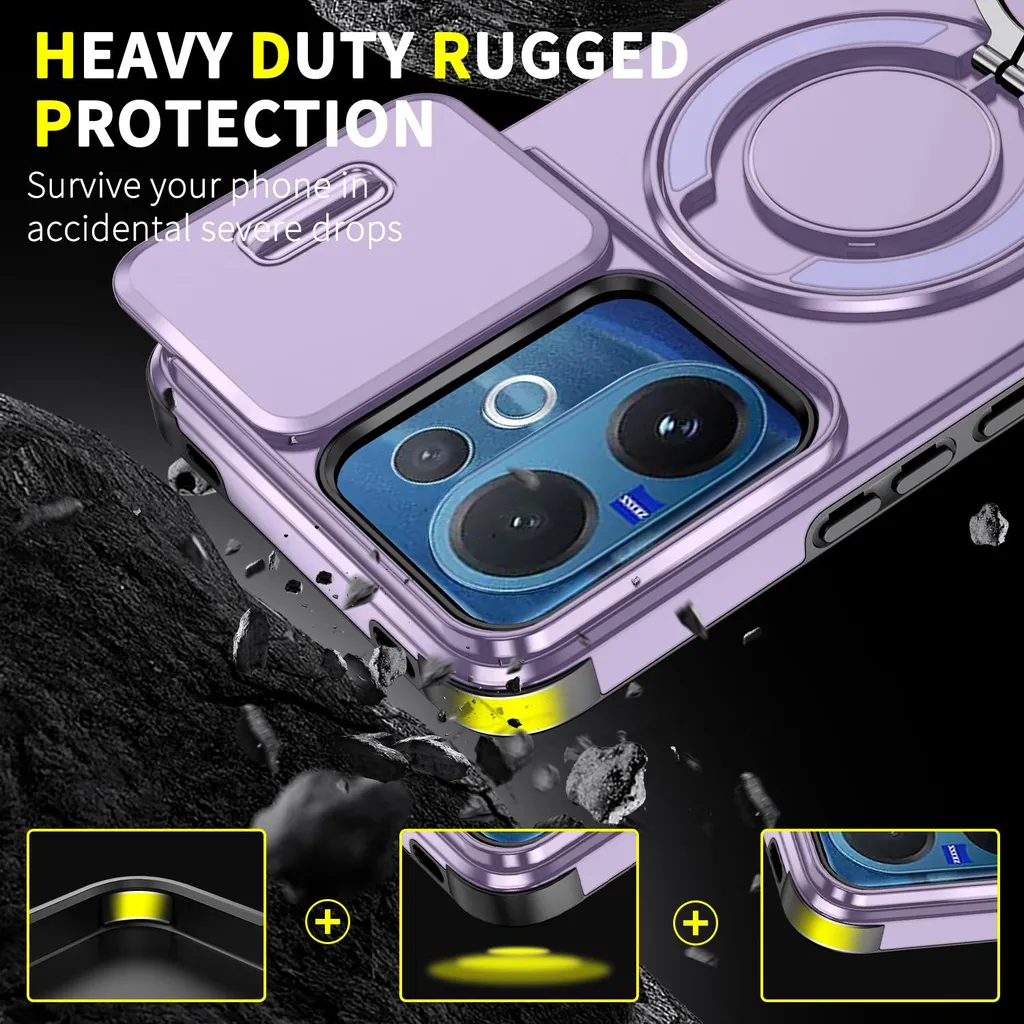 Vivo V60 Case Purple con Supporto Magnetico e Camera Slider - 7
