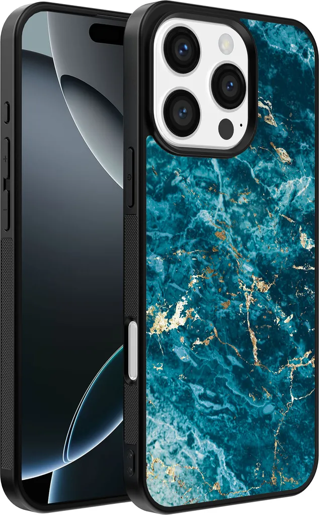 Custodia iPhone 16 Pro Blu Marmo - Cover TPU Smartphonica Elegante