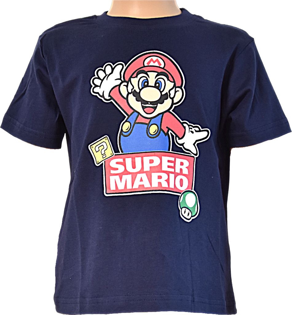 SUPER MARIO Kinder T-Shirt dunkelblau kurzarm Gr. 104 (4 Jahre)