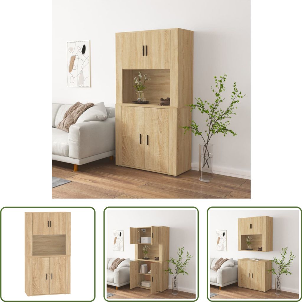 The Living Store Highboard Sonoma-Eiche Holzwerkstoff