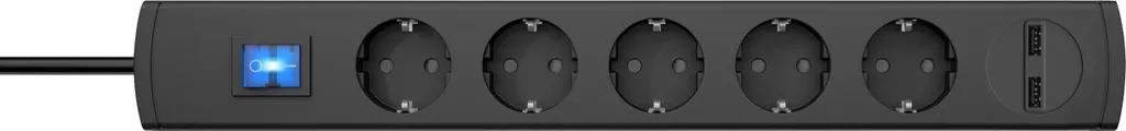 KOPP 233605003 Multiprise 5 Prises Anthracite avec Interrupteur Pratique