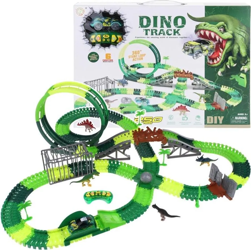 Dino Track 250 : Circuit automobile motorisé avec décors jurassiques