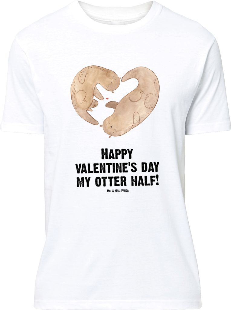 Mr. & Mrs. Panda T-Shirt Otter Valentine - Weiß - Geschenk, Statement, Liebesbeweis, für Freundin, Shirt, Freund, Oversize, Valentinstag, Frauen,...