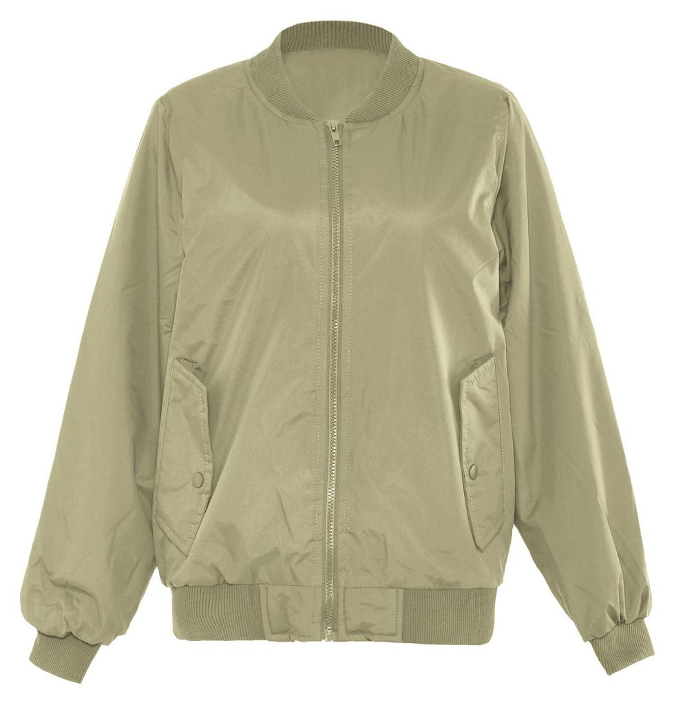 Damen Sportjacke, grün, Größe M, mit Rippbündchen und schrägen Pattentaschen