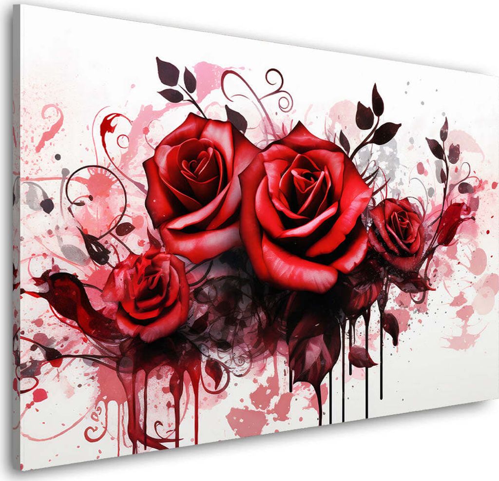 Abstrakt wunderschöne Rosen Wandbild Leinwandbild Kunstdruck XL Wanddeko: 150x100x4cm