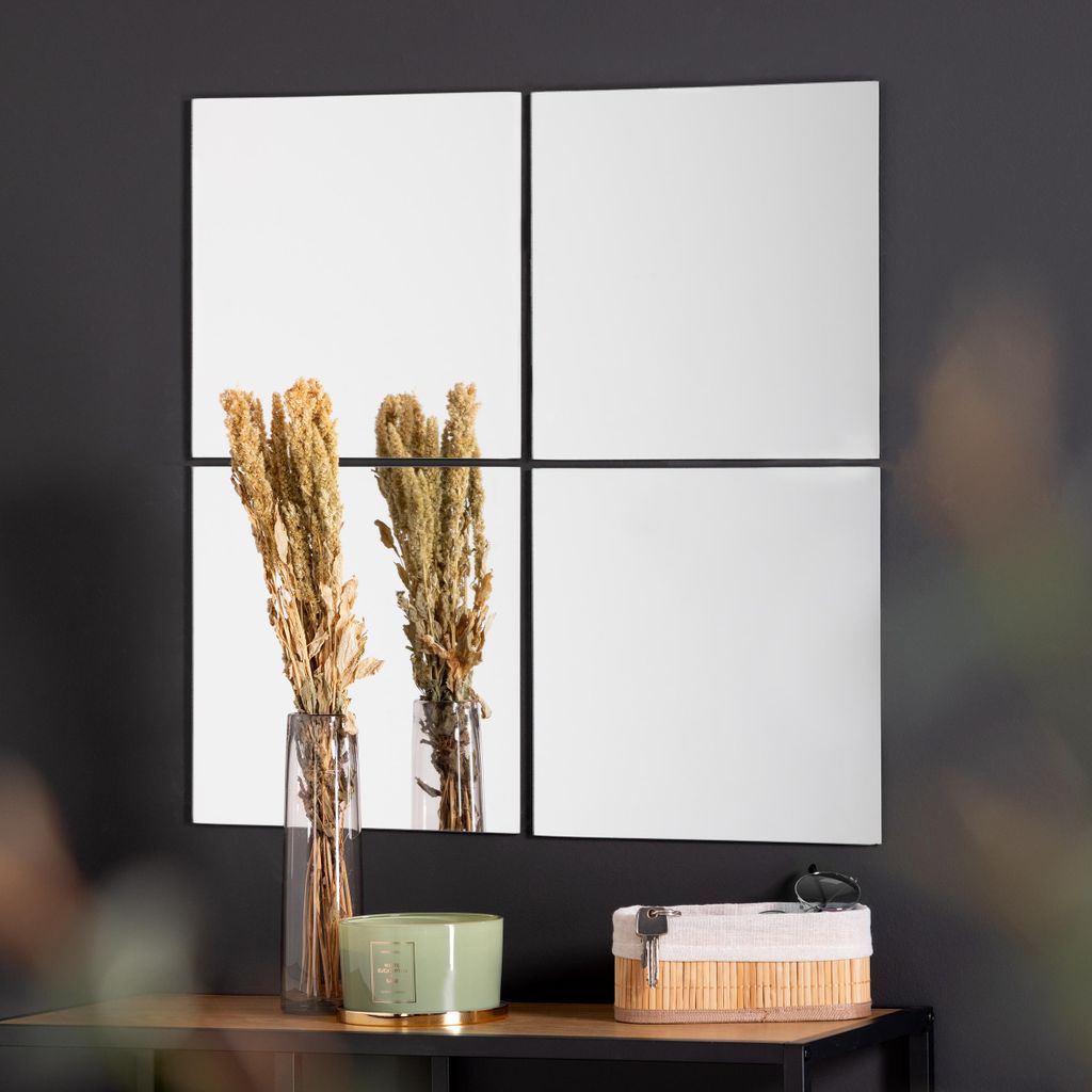 Viereckiger Spiegel-Wandaufkleber, 4er Set Maße: ca. 30 x 30 x 0,25 cm