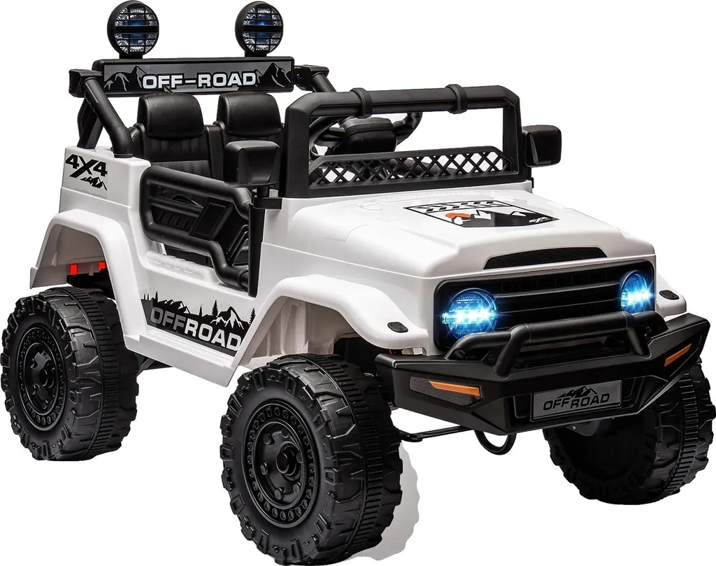 Voiture électrique pour enfant blanche avec télécommande et feux LED